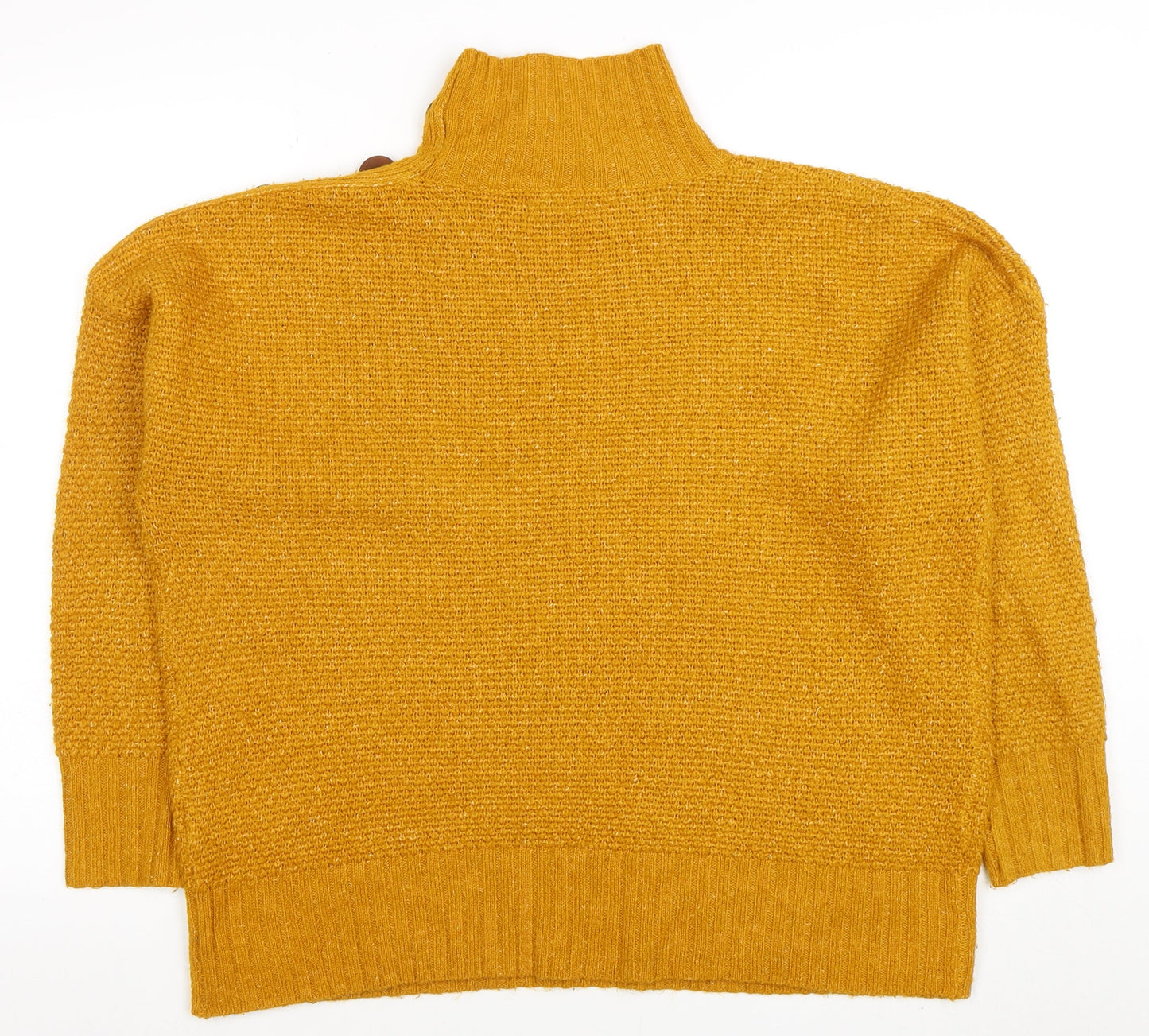 M&Co Women Yellow Size 14 Roll Neck Chunky Knit Jumper