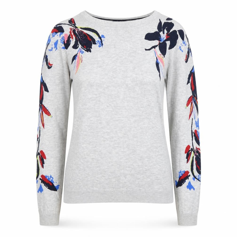 Next Women Grey Floral Knit Pullover Jumper Size 8