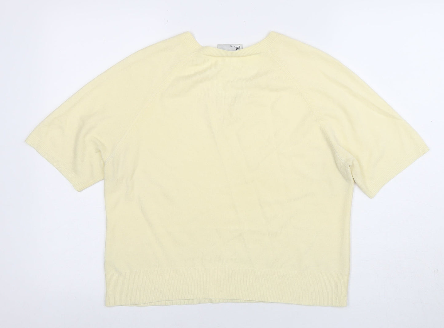 BR&S Women Ivory Size 14 V-Neck Short Sleeve Acrylic Knit Top