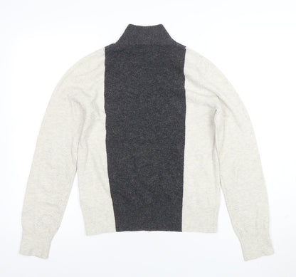 Close-up detail of French Connection Women’s Grey Roll Neck Wool Jumper, size L