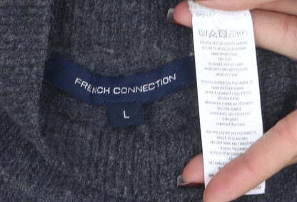 Brand and care label for French Connection Women’s Grey Roll Neck Wool Jumper, size L