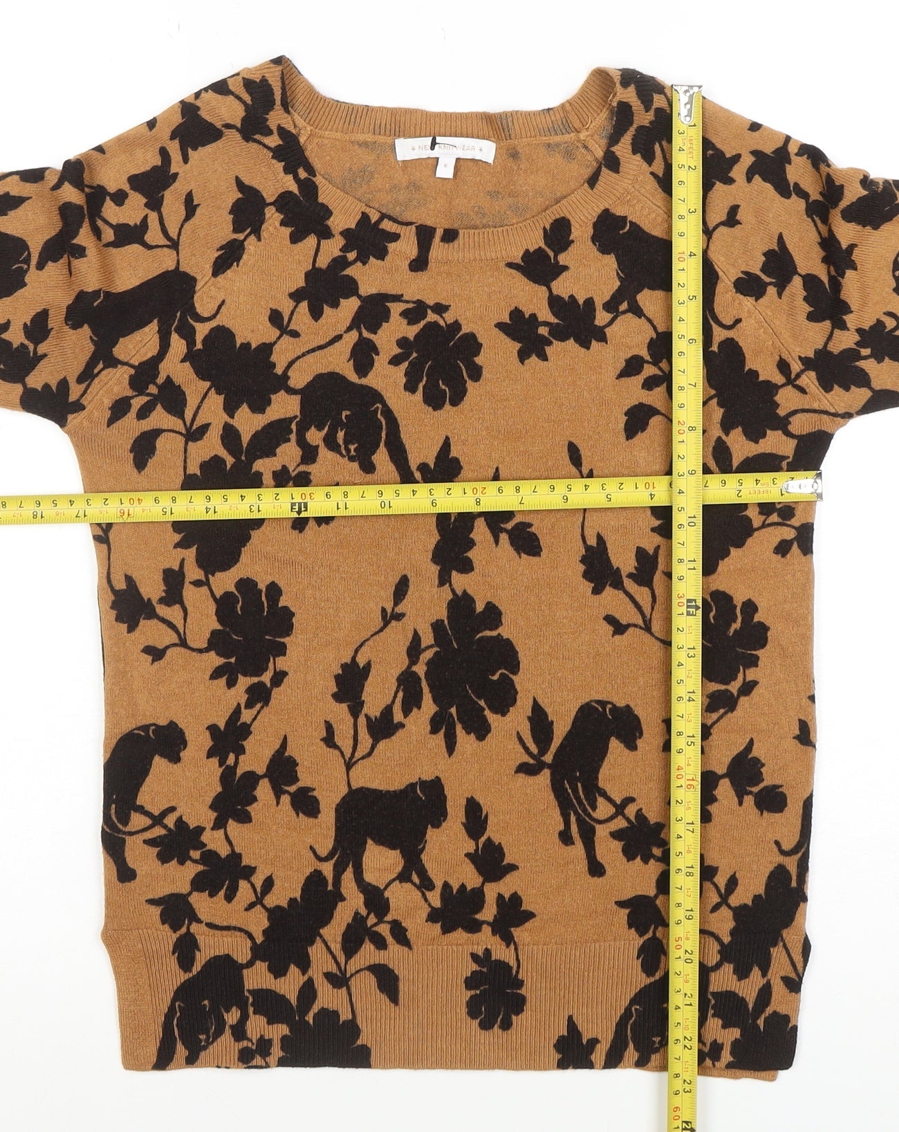 Next Women’s Brown Animal Print Crew Neck Jumper Size 6