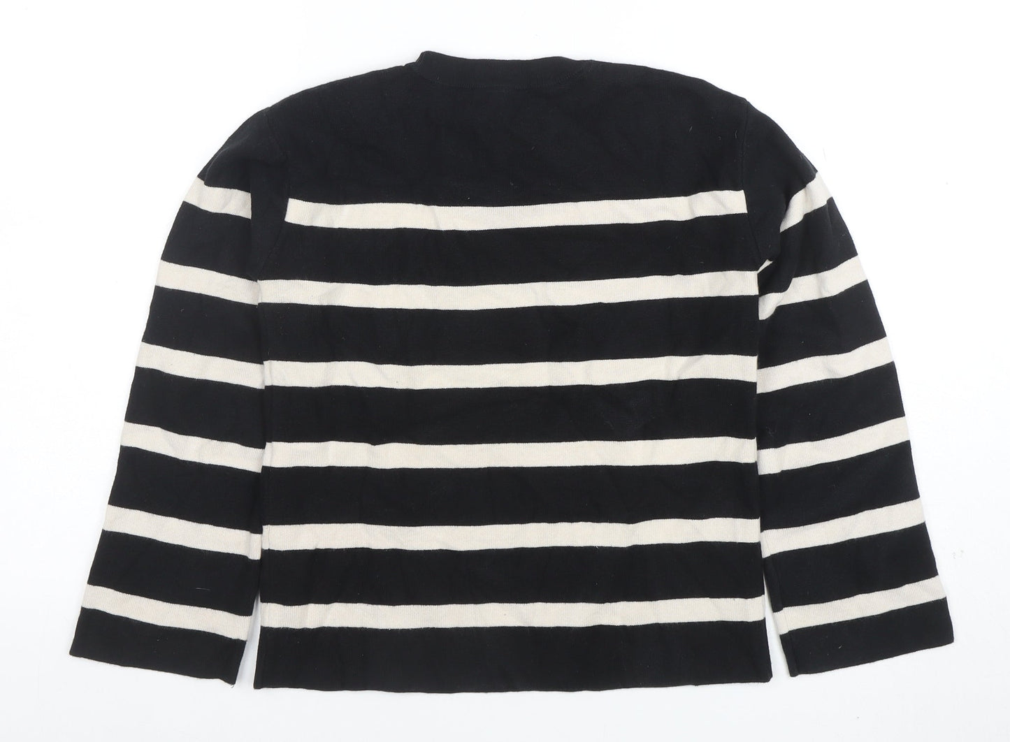 Marks and Spencer Women’s Black Striped Knit Long Sleeve T-Shirt XS
