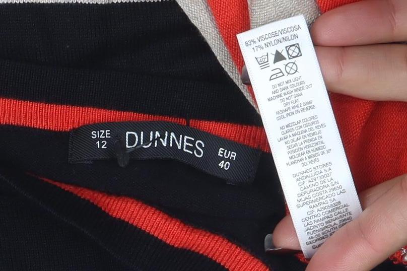 Dunnes Women’s Black Beige Red Stripe Knit Jumper Size 12