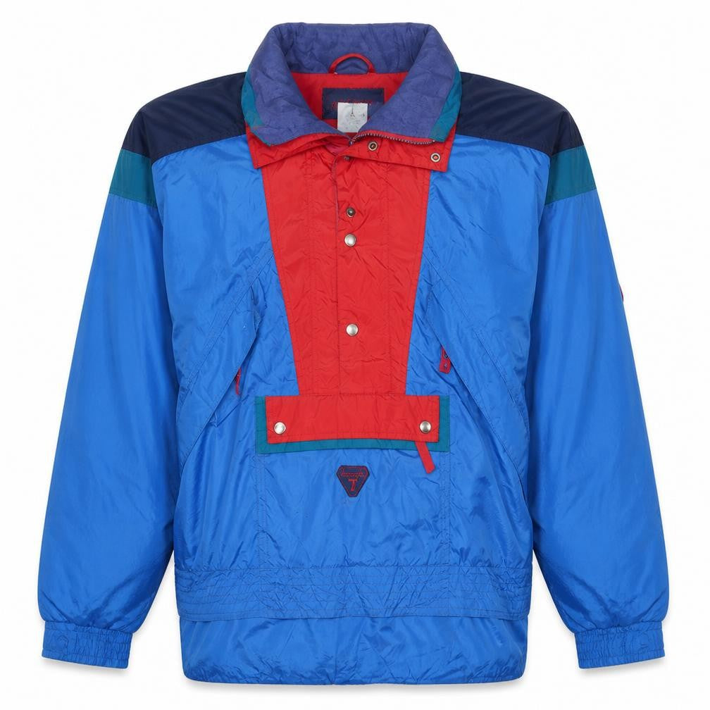 Degre 7 Men's Blue Red 80s Retro Ski Anorak Jacket Size M