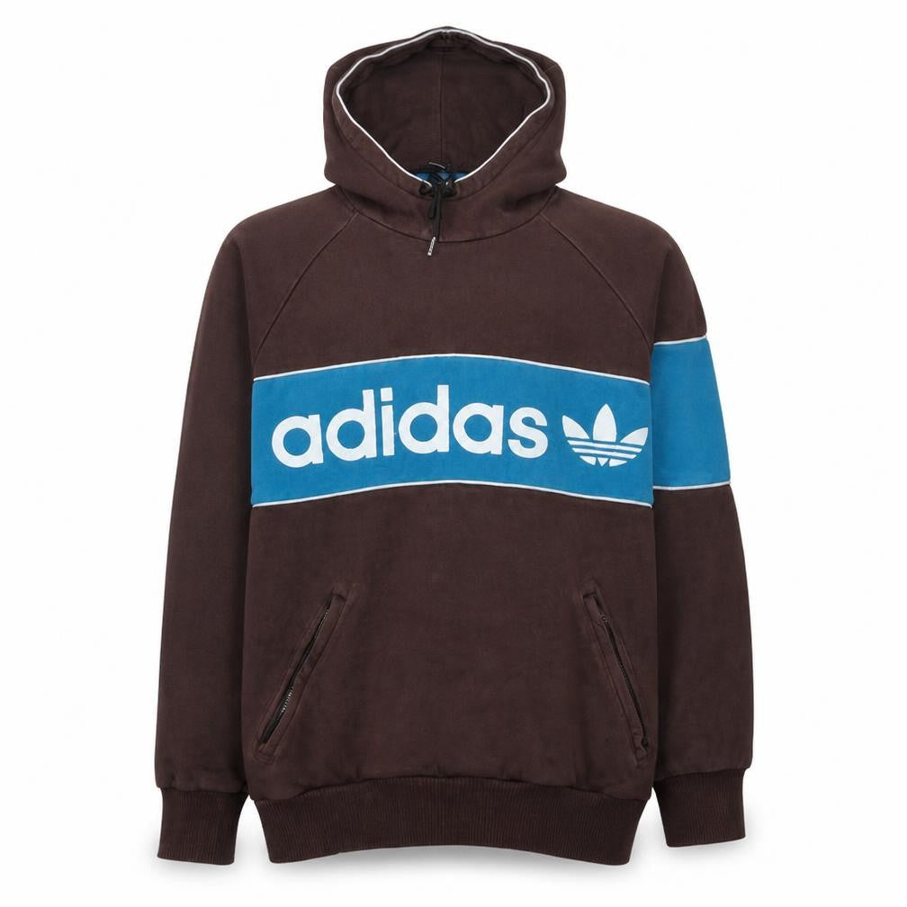 Adidas Mens Brown Pullover Hoodie Medium Graphic Sportswear