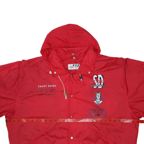 Affiniti Mens Red Hooded Windbreaker Jacket M Water Resistant