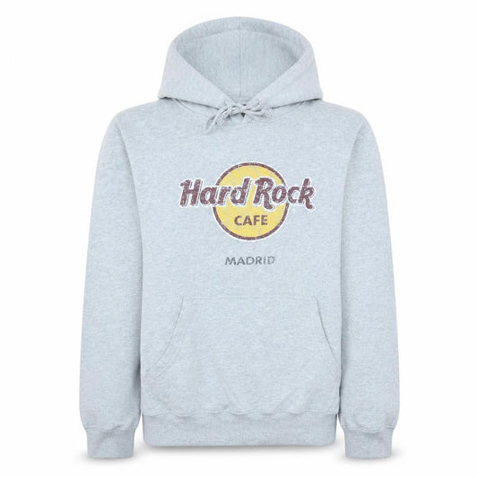 Hard Rock Cafe Madrid Grey Pullover Hoodie Women M Cotton Blend