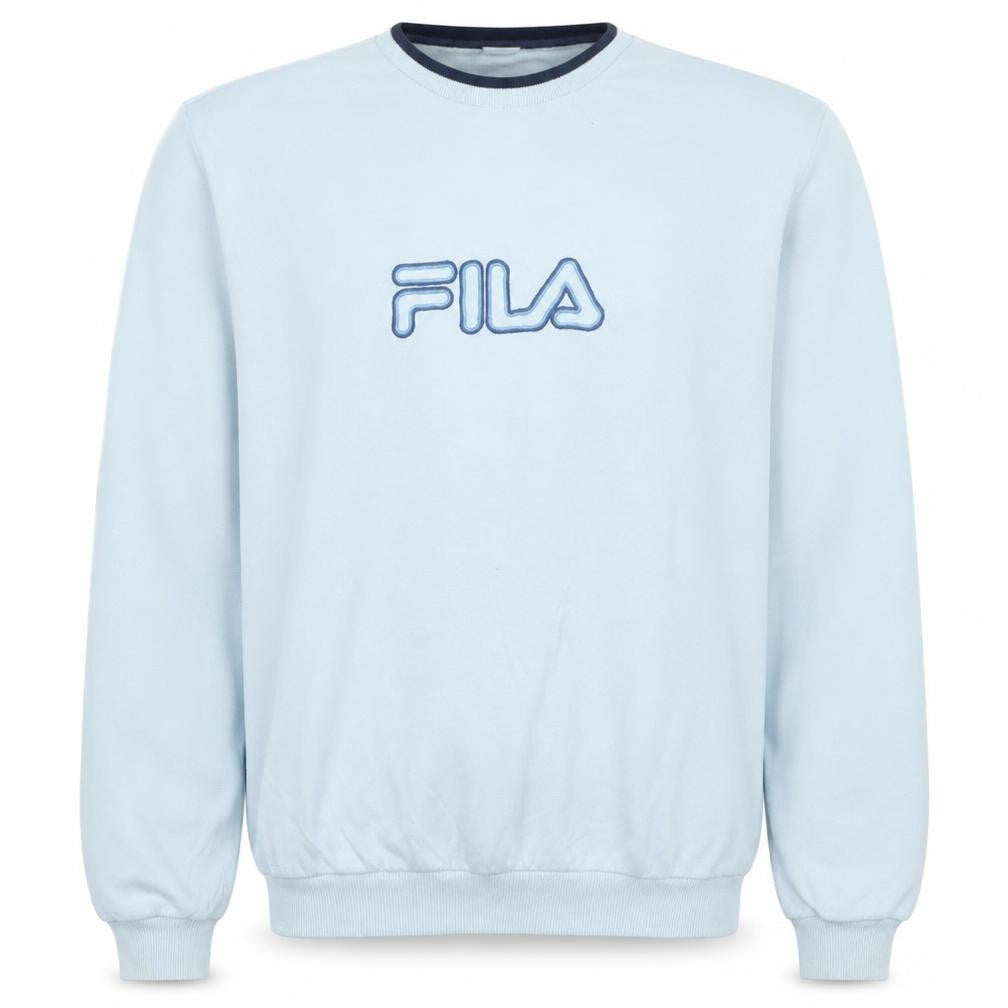 Fila Men's White Embroidered Logo Retro Cotton Sweatshirt Medium
