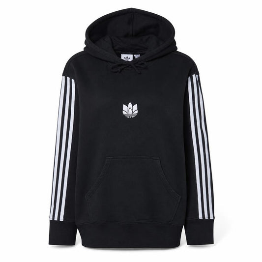 Adidas Women Black Small Pullover Hoodie 3-Stripes Logo Cotton Blend