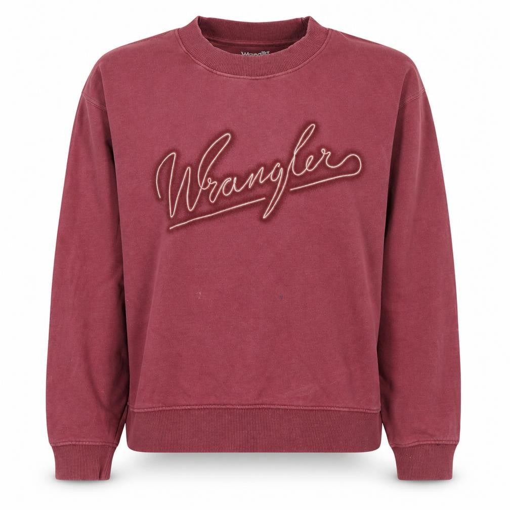 Wrangler Womens Pink Logo Crew Neck Sweatshirt Size M Cotton Casual