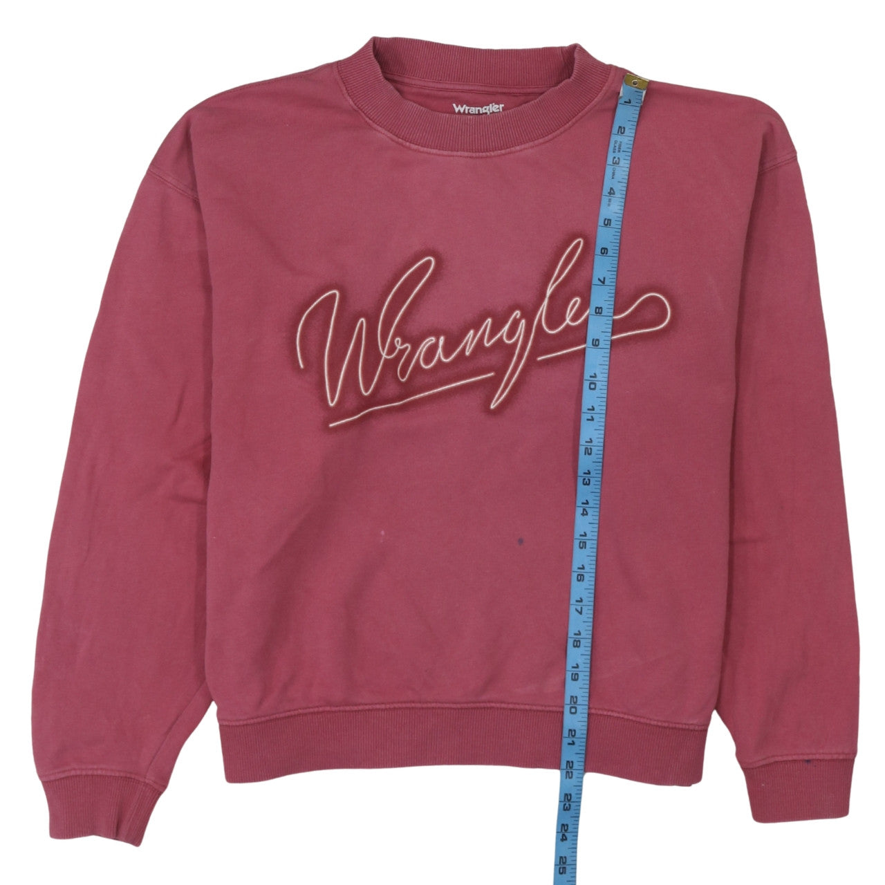 Wrangler Womens Pink Logo Crew Neck Sweatshirt Size M Cotton Casual