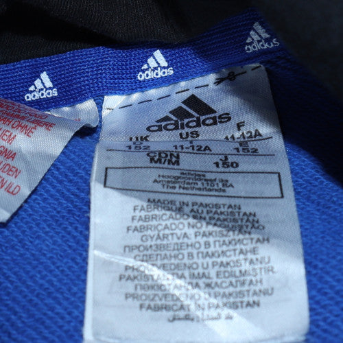 Adidas Boys Blue Pullover Hoodie 11-12 Years Cotton Blend Sportswear