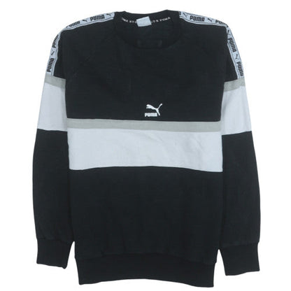 Additional front view of Puma Men's Black Crew Neck Logo Sweatshirt, size M