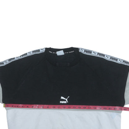 Back view of Puma Men's Black Crew Neck Logo Sweatshirt, size M
