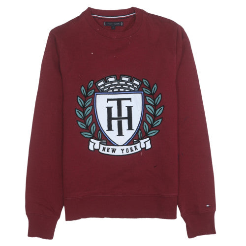 Tommy Hilfiger Women Red Crew Neck Pullover Sweatshirt Size S