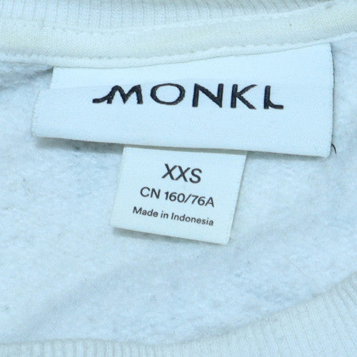 Monki Womens White Graphic Print Pullover Sweatshirt Size XXS