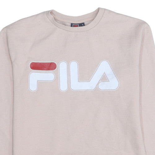 FILA Womens Beige Small Pullover Sweatshirt Classic Logo Cotton Blend