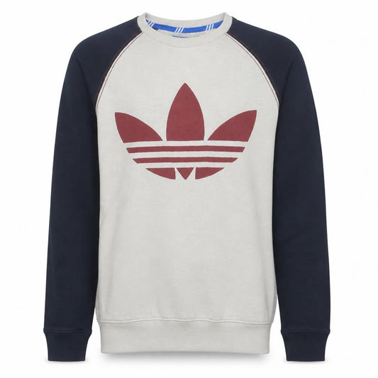 Adidas Mens Beige Crew Neck Pullover Sweatshirt XS Classic Logo