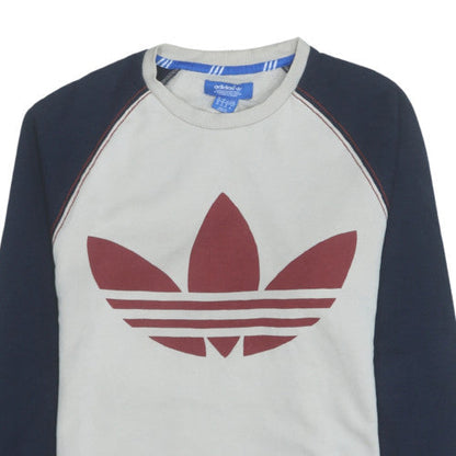 Additional view of Adidas men’s beige crew neck pullover sweatshirt xs classic logo