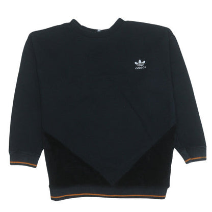 Additional front view of Adidas women’s black crew neck pullover sweatshirt, size UK 14, relaxed fit