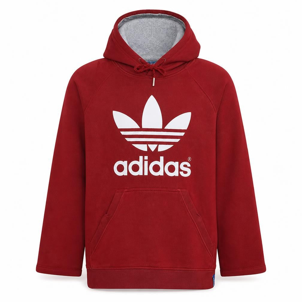 Adidas Mens Red Pullover Hoodie M Classic Logo Sportswear