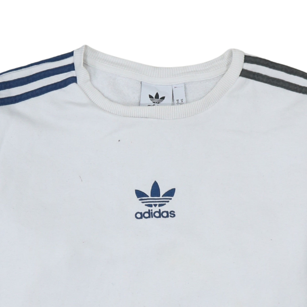Adidas Mens White Sweatshirt M Pullover Crew Neck Logo Sportswear