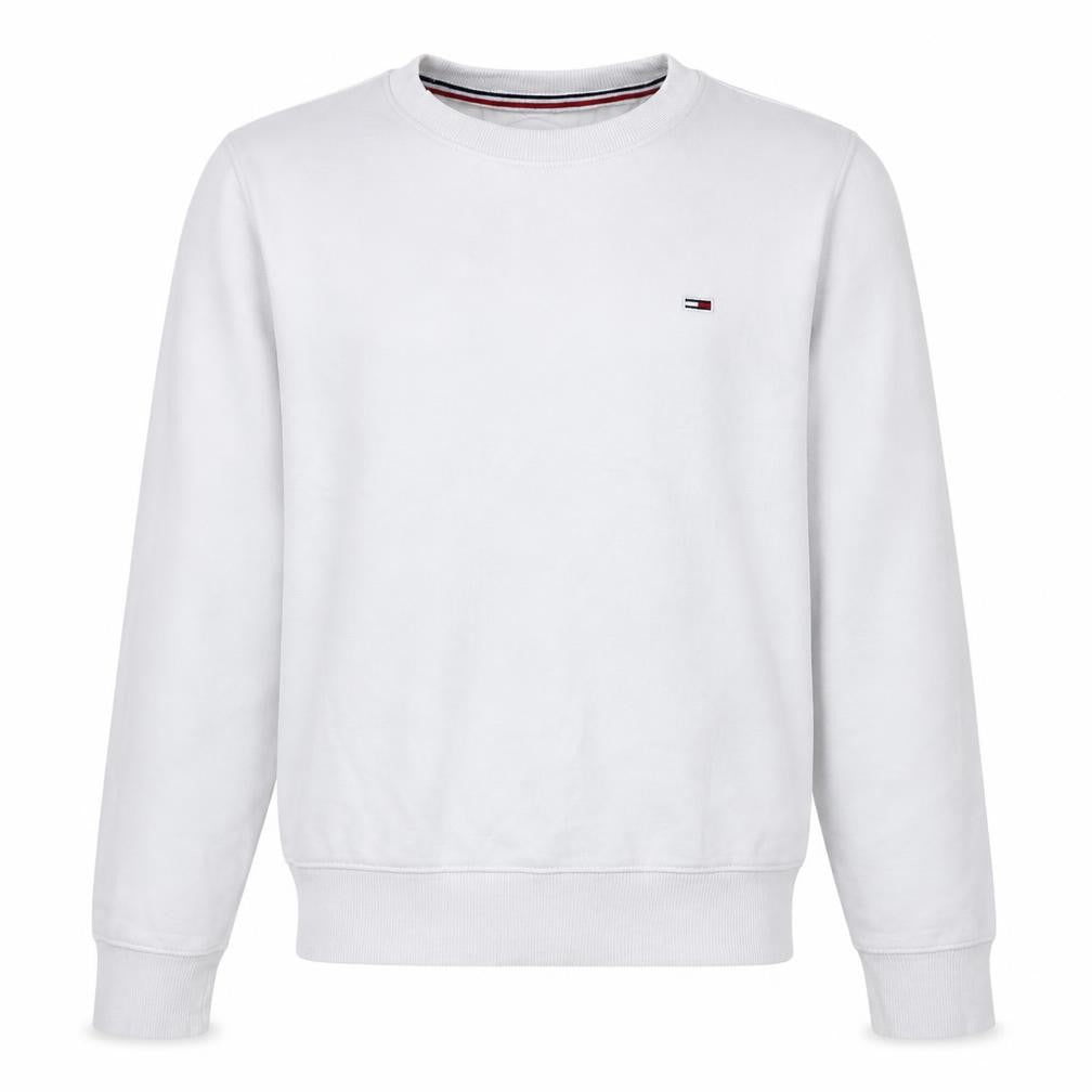 Tommy Jeans Men's White XS Pullover Logo Crew Neck Sweatshirt