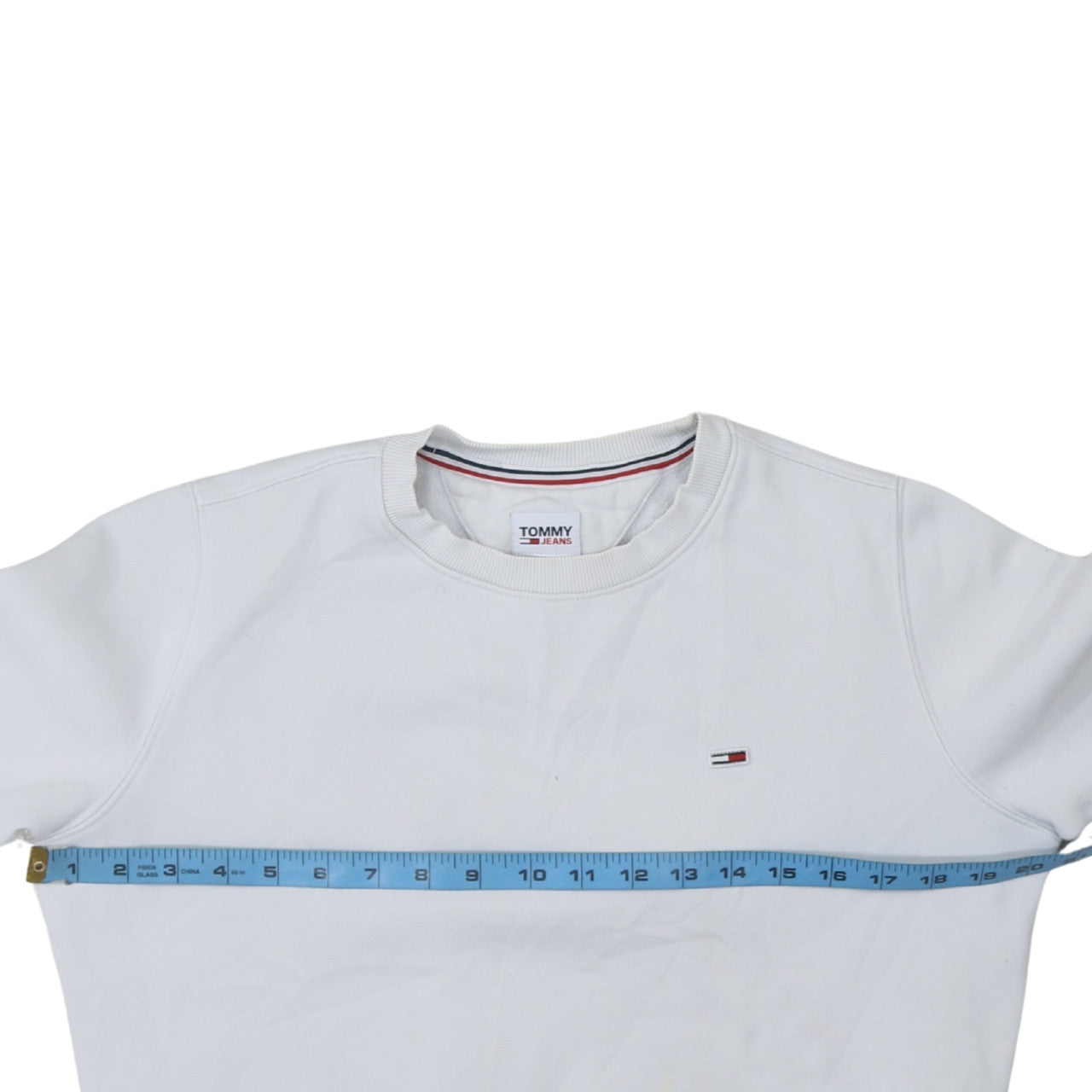 Tommy Jeans Men's White XS Pullover Logo Crew Neck Sweatshirt