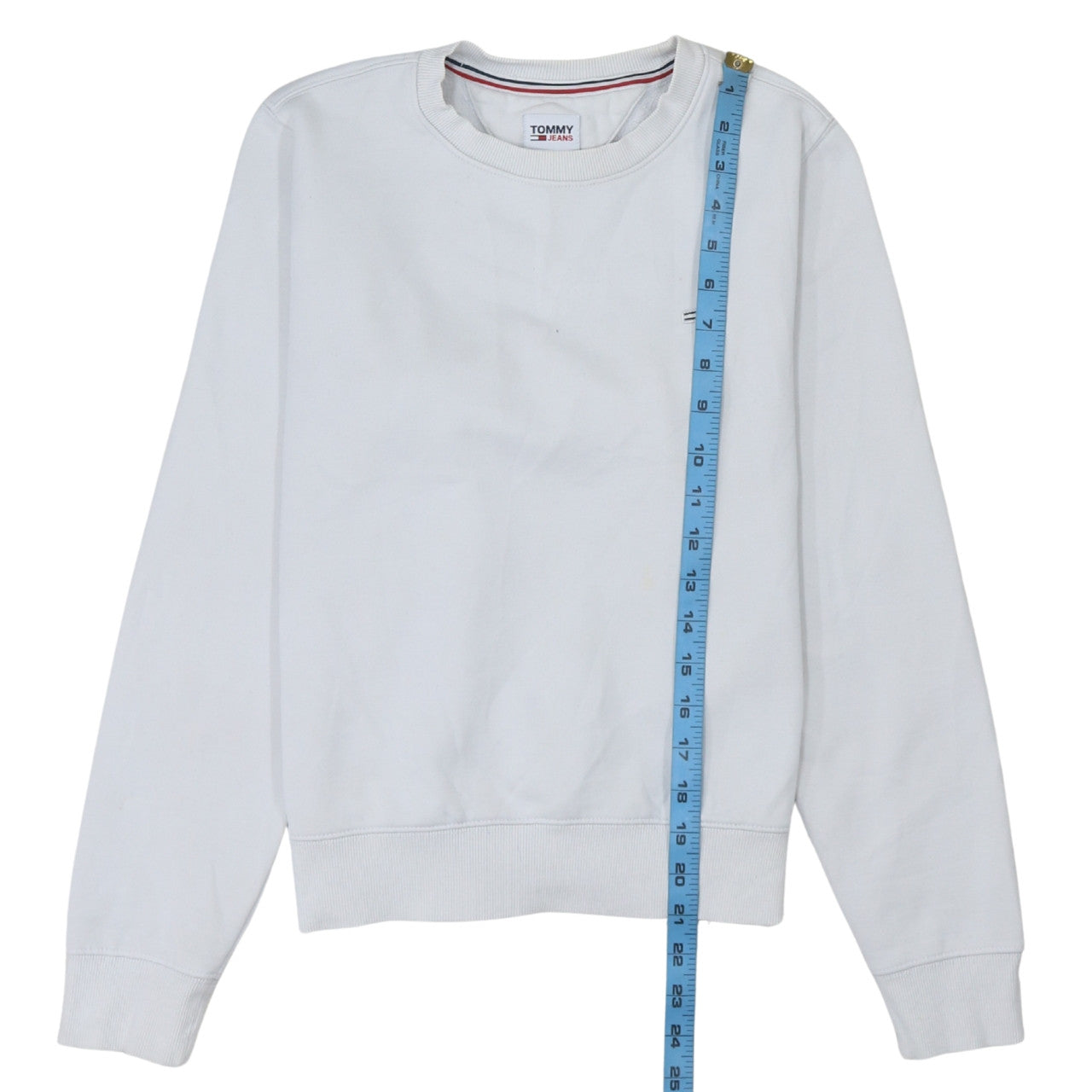 Tommy Jeans Men's White XS Pullover Logo Crew Neck Sweatshirt