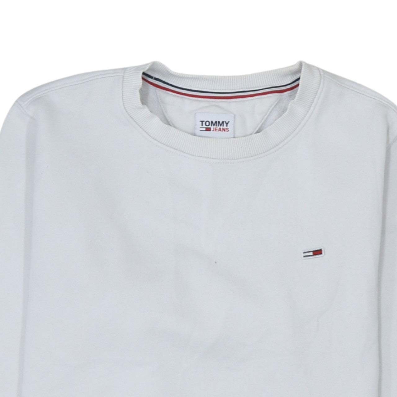 Tommy Jeans Men's White XS Pullover Logo Crew Neck Sweatshirt