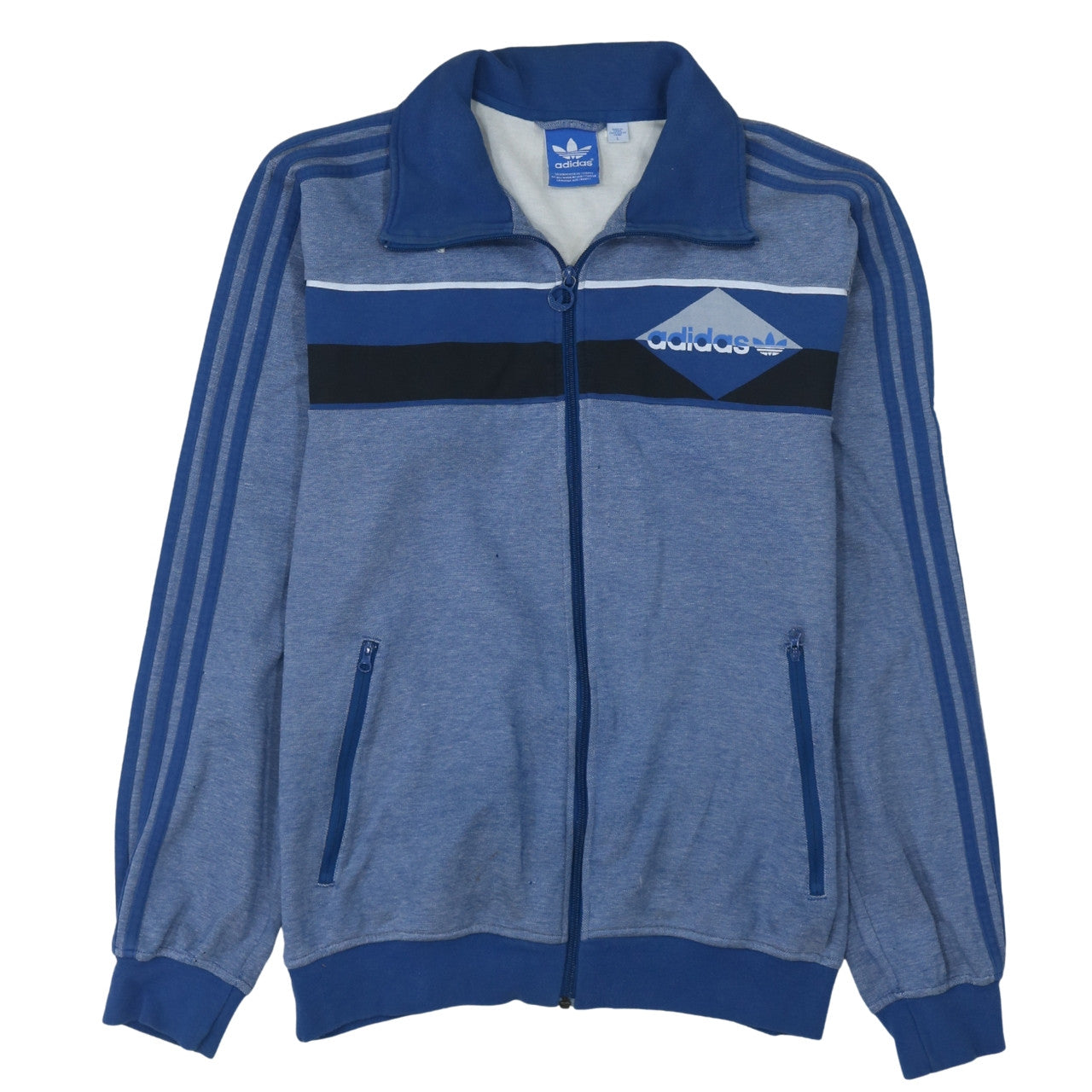 Adidas Men's Blue Full Zip Retro Sports Sweatshirt Size L