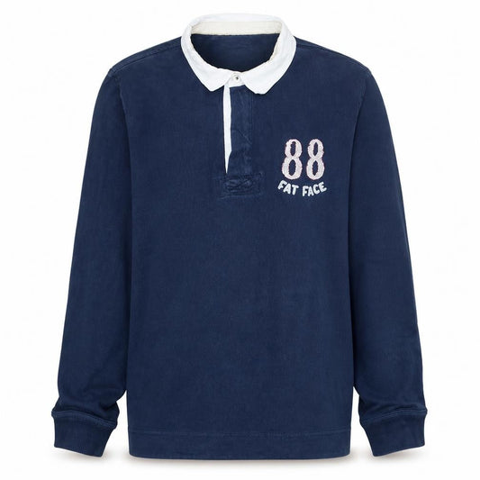 FatFace Men's Blue Long Sleeve Polo Shirt Size M Embroidered 88