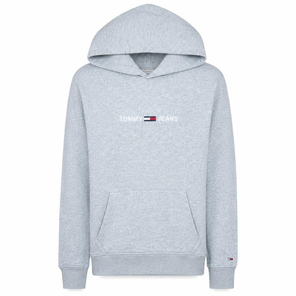 Tommy Jeans Men's Grey Embroidered Logo Pullover Hoodie M