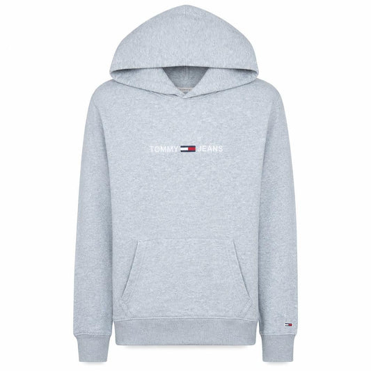 Tommy Jeans Men's Grey Embroidered Logo Pullover Hoodie M
