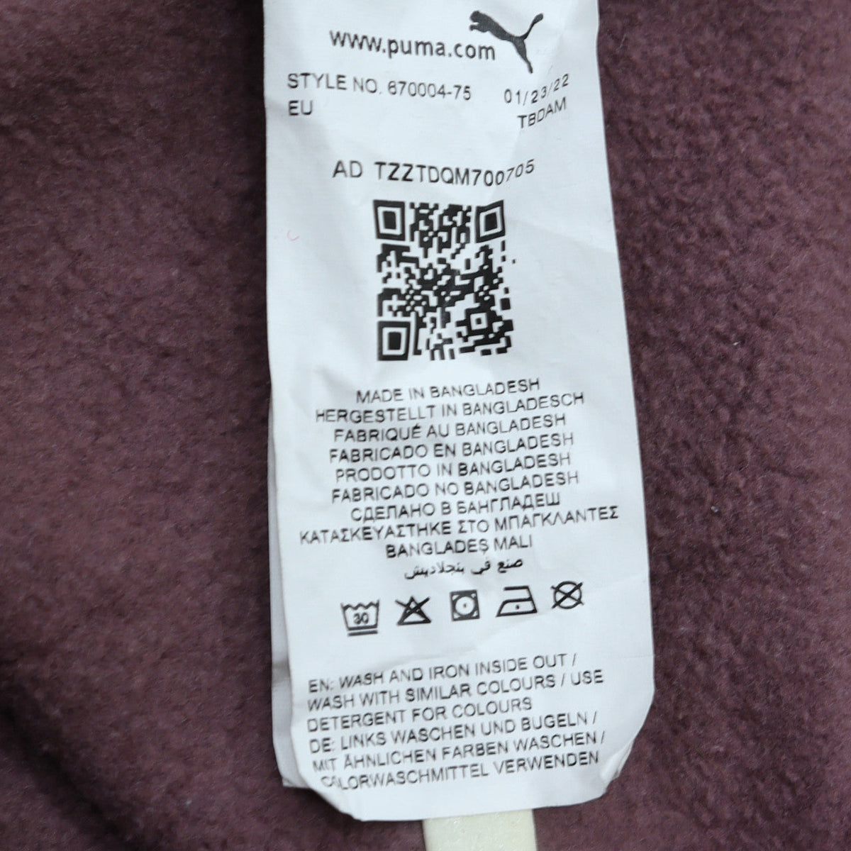 Puma Boys Purple Pullover Hoodie XL Cotton Blend Casual Sweatshirt