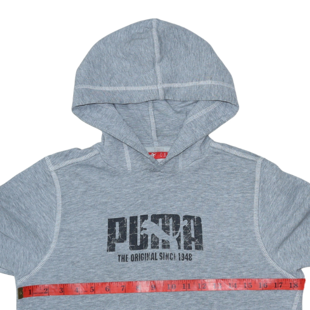 Puma Boys Grey Pullover Hoodie Size 12 Years Graphic Print Cotton Blend