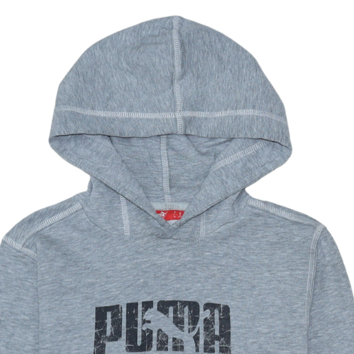 Puma Boys Grey Pullover Hoodie Size 12 Years Graphic Print Cotton Blend