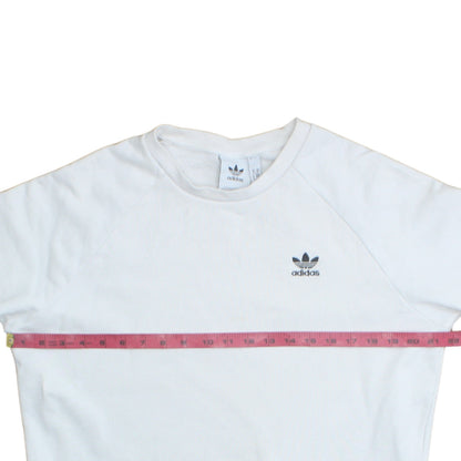 Back view of Adidas Men's White Crew Neck Pullover Sweatshirt, size M