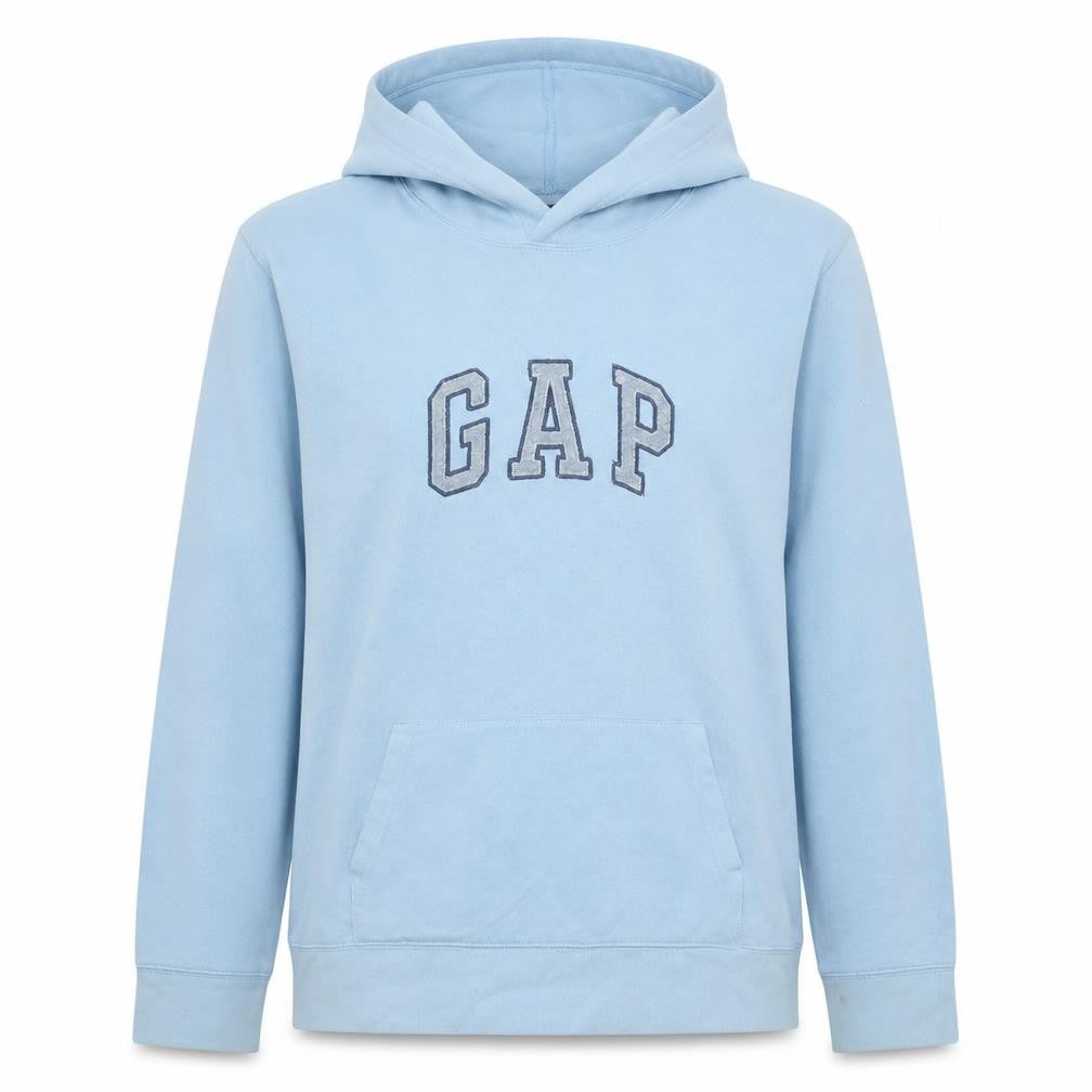Gap Women Blue Pullover Hoodie Size L Cotton Blend Stretch Casual