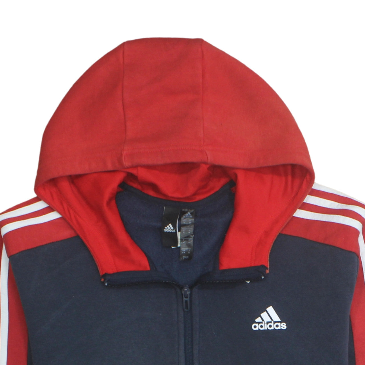 Adidas Mens Navy Red Full Zip Hoodie Medium Hooded Sweatshirt