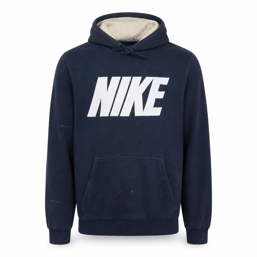 Nike Men's Blue Pullover Hoodie Size S Logo Fleece Sweatshirt