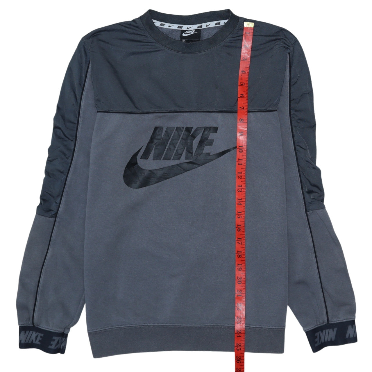 Nike Men's Grey Long Sleeve Pullover Sweatshirt M Logo Sportswear