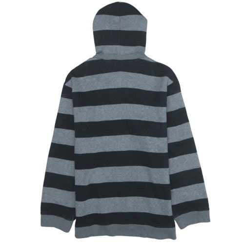 Nike Boys Grey Black Striped Pullover Hoodie XL 13-15 Years Cotton Blend