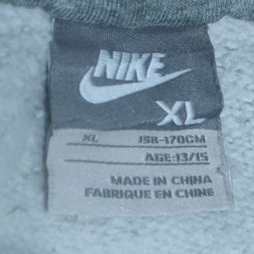Nike Boys Grey Black Striped Pullover Hoodie XL 13-15 Years Cotton Blend