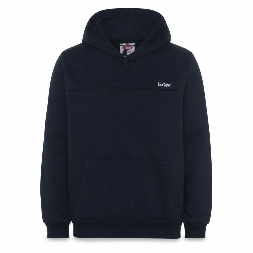 Lee Cooper Men's Black XL Pullover Hoodie with Logo & Kangaroo Pocket