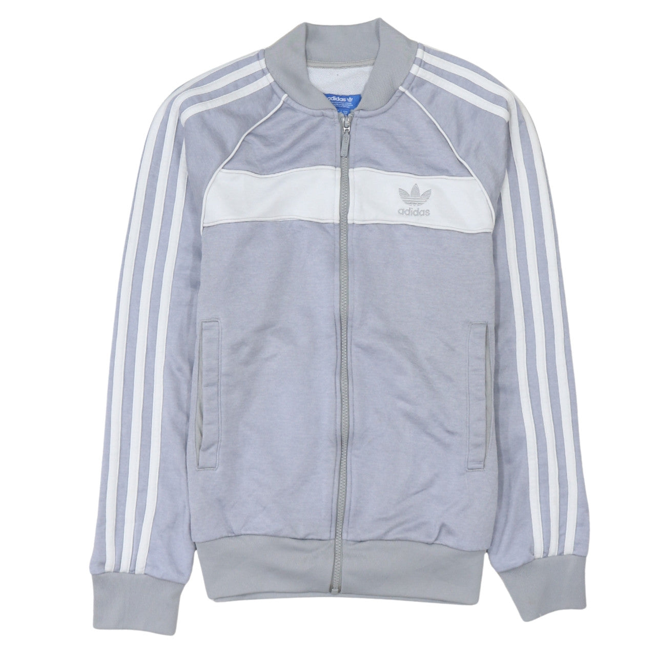 Adidas Men's Grey Full Zip Logo Sweatshirt Size S
