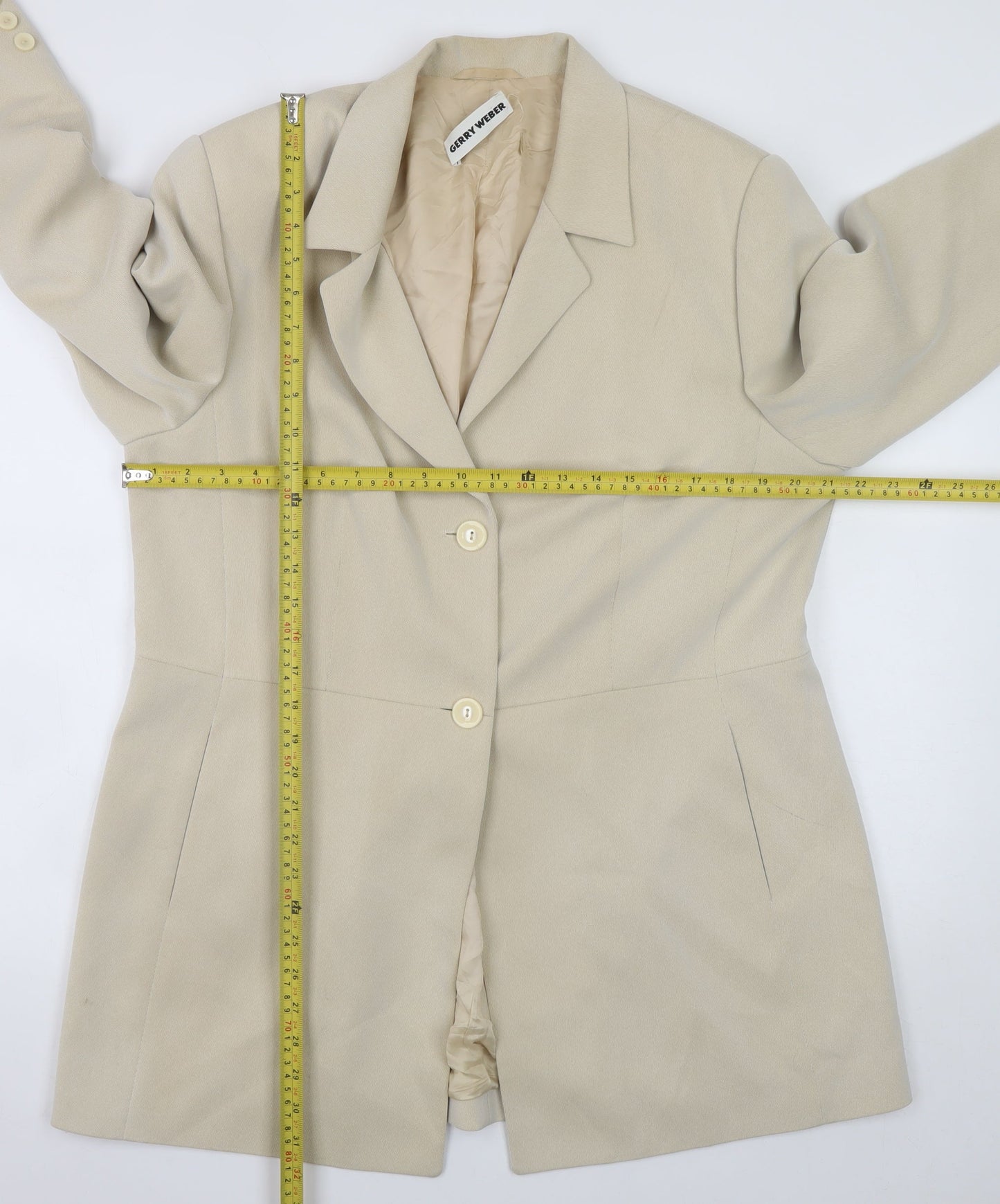 Gerry Weber Women’s Beige Blazer Jacket Size 18 Long Classic Lined