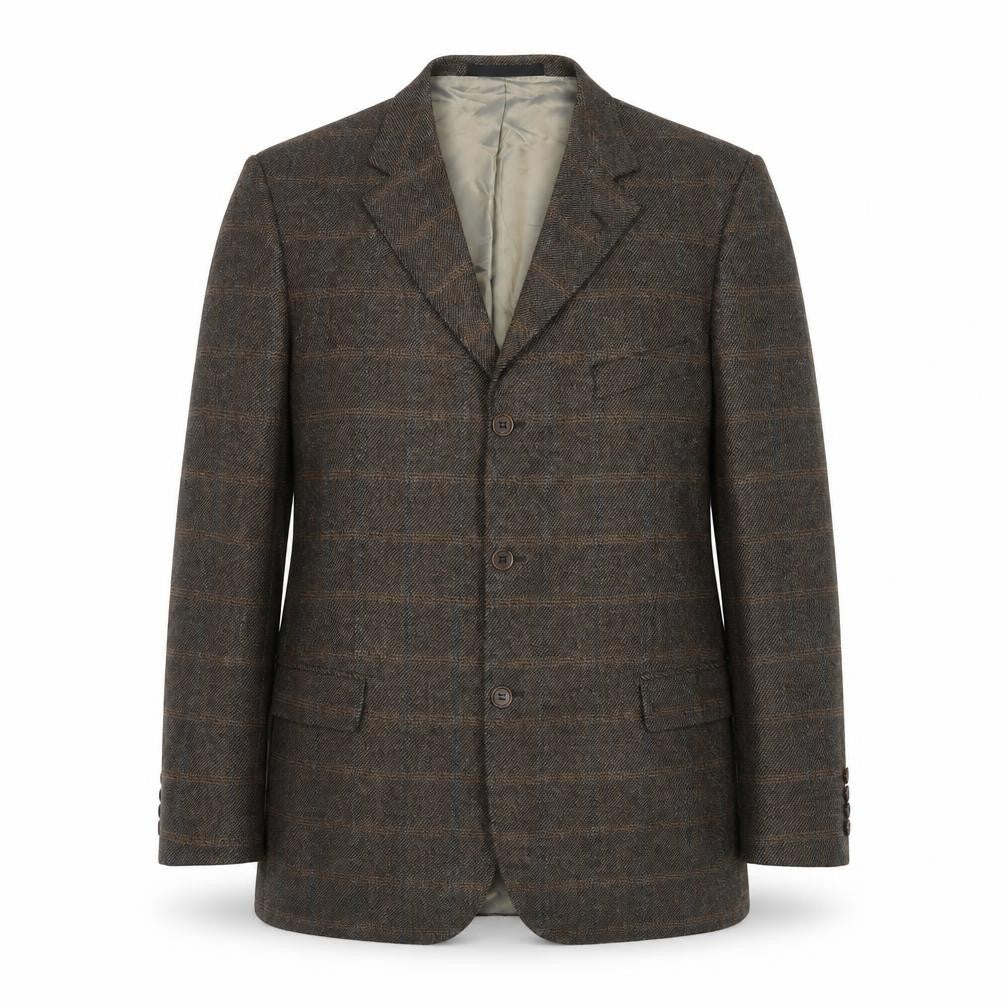 Marks & Spencer Men's Brown Check Wool Cashmere Blazer 44in M