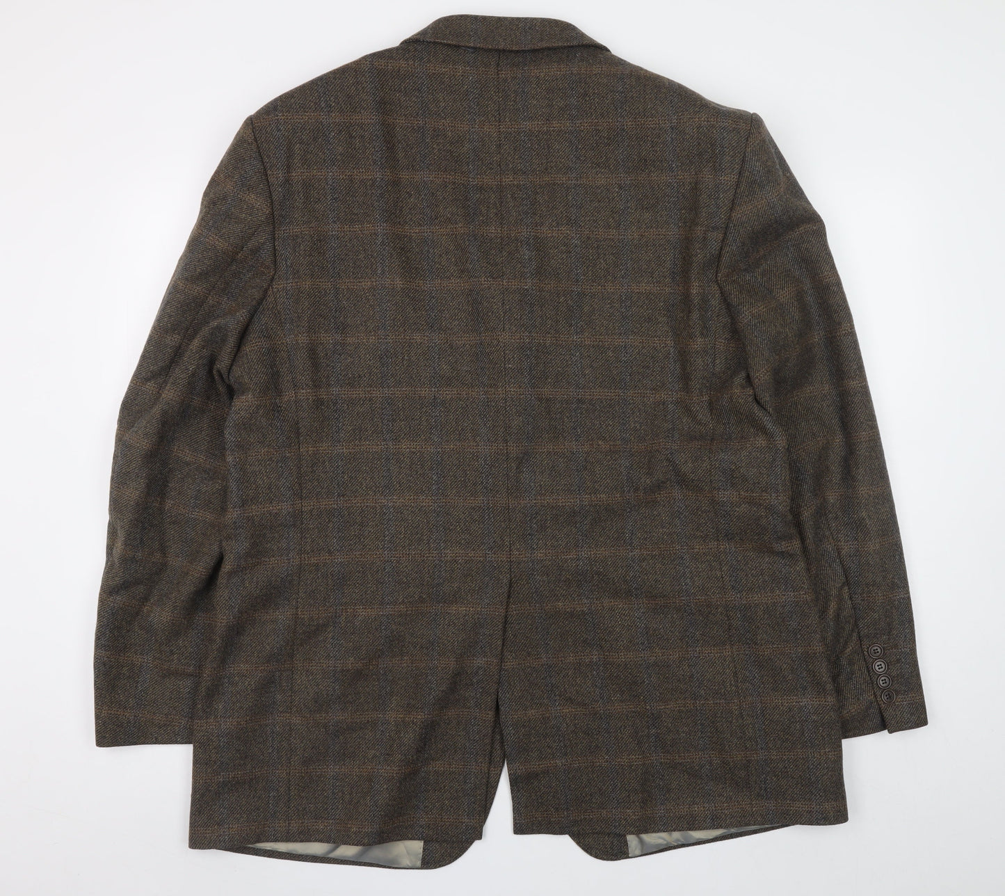 Marks and Spencer Men's Brown Check Wool Cashmere Blazer 44in M